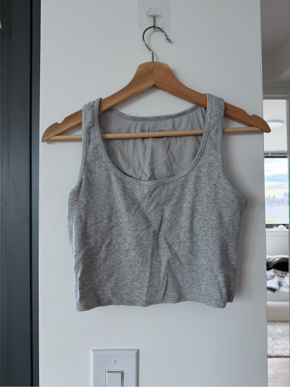 Auden Light Gray Ribbed Scoop Crop Tank Top